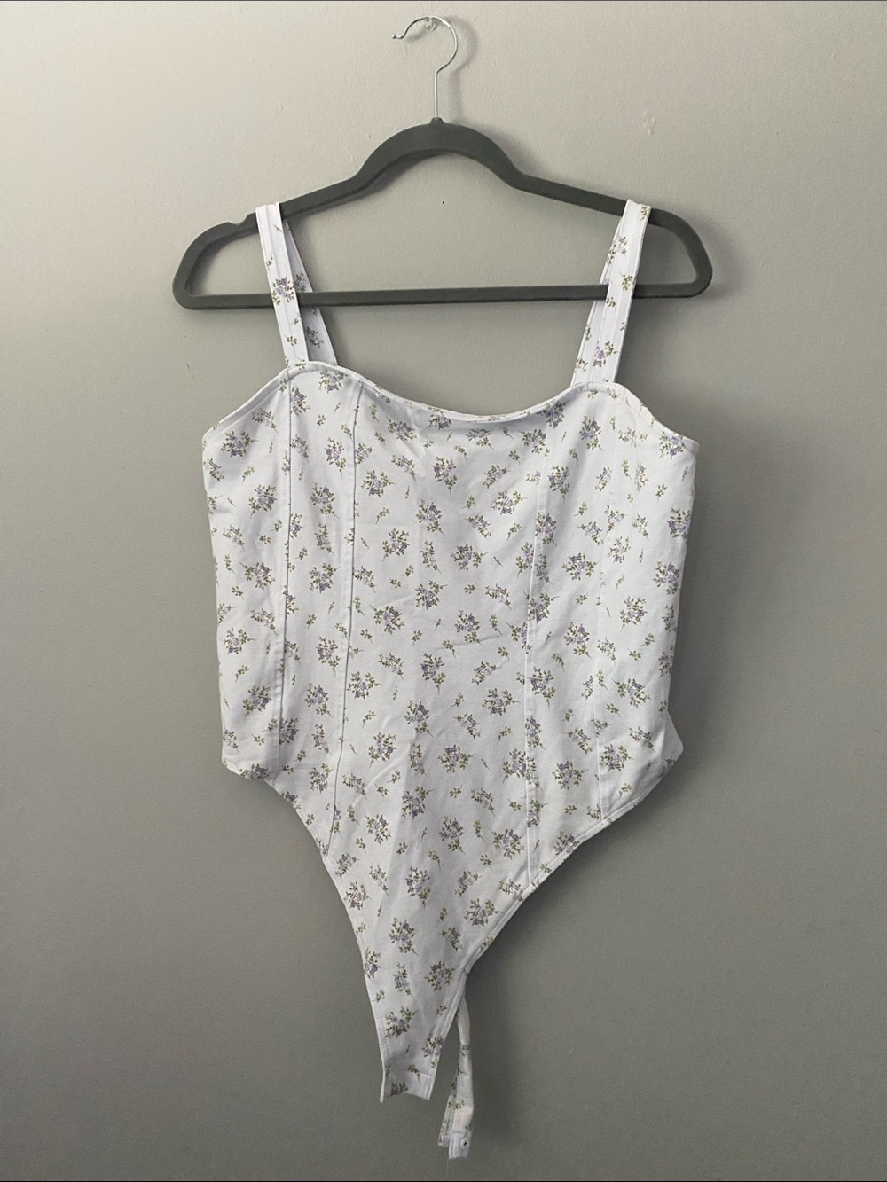 H&M White Floral Strap Bodysuit